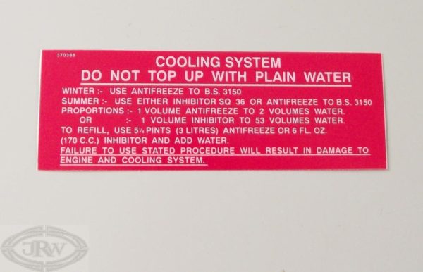 Cooling sys label P5B