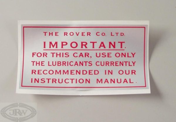 P4 lubricants advice label red on silver