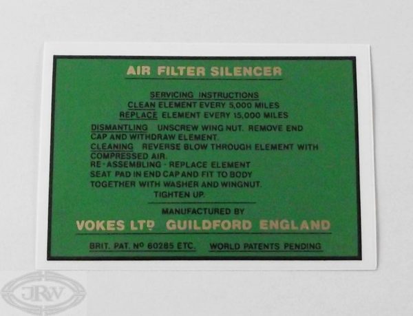 P4 air filter vokes label